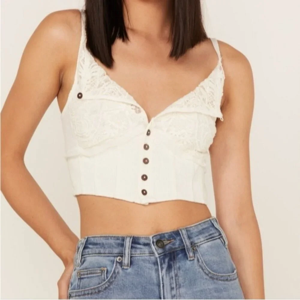 NEW Free People Have My Heart Cropped Tank Top